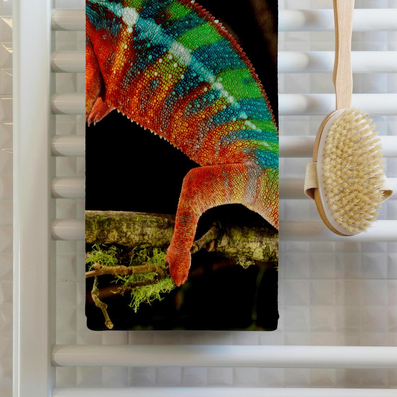 3DROSE 3D Rose Rainbow Panther Chameleon-Lizard in Madagascar-Na02 Dno0833-David Northcott Towel, 15" x 22" - Image 2
